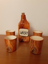 FAÏENCE DE DESVRES René Delarue Service Whisky  Décor faux bois..