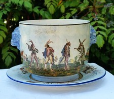 Grande FAÏENCE GIEN cache-pot Calot Venise commedia dell'arte SCN25CGI001