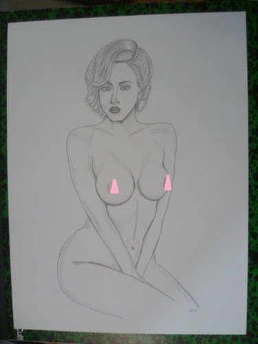 Dessin portrait feminin - , nu