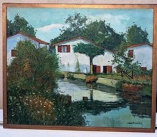 Tableau impressionniste Pays Basque Moulin de Bassilour Par Charlier