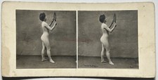 France Pose plastique Femme Gymnastique Nu Miroir c1900 Photo Stereo Vintage 