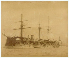 Neurdein, Marine Française, Frégate Cuirassée Suffren vintage albumen print Ti