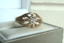 9ct Or Bague Diamant Solitaire 1970 Ou 80s Vintage or Jaune TAILLE