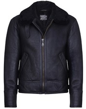 Homme Noir B3' Air Force 'Peau de Mouton Véritable Pilote Aviateur Volant Veste