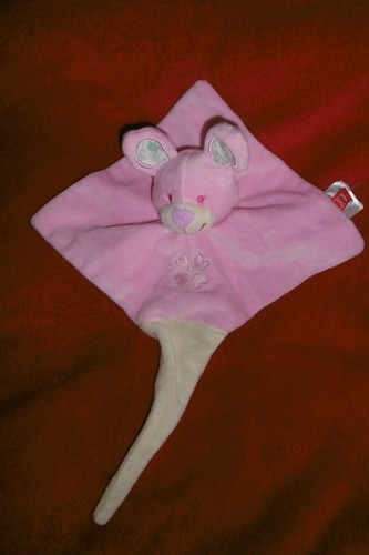 Doudou plat lapin rose - plat,