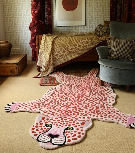 Tapis léopard 3x5 pieds fait