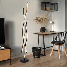 Lampadaire Lampe De Salon En Bois LED Métal Noir Mat H 135cm