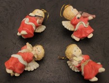 Lot de 4 anges vintage en terre cuite