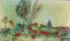 L.D. BJÖRN (1907-89) HsP 33x55cm Ecole de Paris Jeune Peinture Expressionnisme