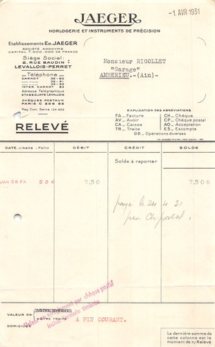 1931 horlogerie instruments - et,