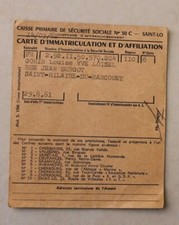 carte immatriculation sécurité sociale 1961. personne né en 1892