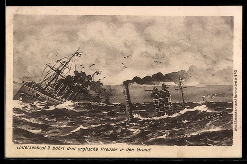 Carte postale sous - ak, sous-marin