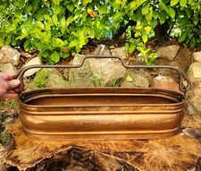 Ancienne Jardinière - Poissonnière en Cuivre Martelé Anse en Fonte 52 cm Vintage
