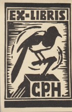 ex-libris oiseau par LP MANSEN