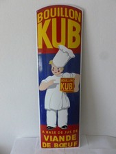 Superbe plaque émaillée bombée 99cm x 29,5 poids 3,8 kgs PUB BOUILLON KUB SYMPA