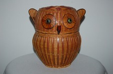 Chouette ,hibou ,collection , boite , vide poche en paillede riz ? yeux en verre