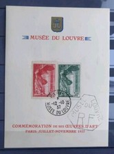 2 TIMBRES SAMOTHRACE N° 354/355 TB CENTRES SUR FEUILLET DU MUSÉE DU LOUVRE 1937