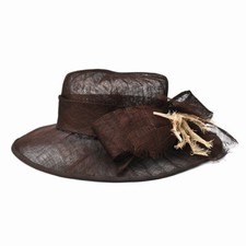 Chic chapeau femme mariage marron 100% paille NEUF Taille S ou 55 cm