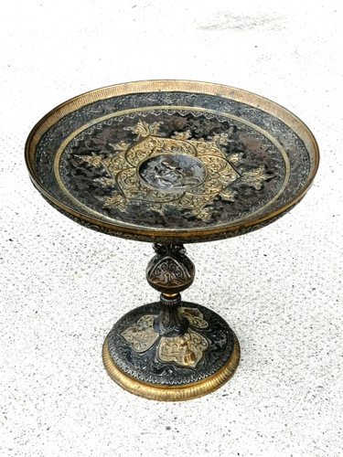 Ancienne coupe sur pied bronze - coupe,