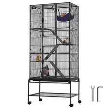 VEVOR Cage à furet roulante 4 niveaux métal pour petits animaux 1755 mm 3 rampes