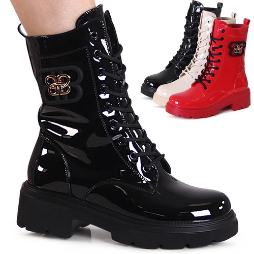 Bottes biker vernis pour - vernis,