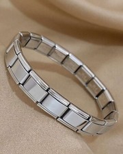 Bracelet Argenté Argent Jonc Homme Femme Bijoux En Acier Inoxydable Élastique