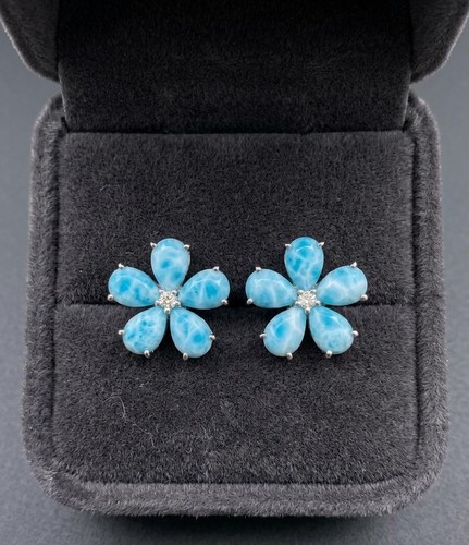 Natural larimar stone stud - larimar,
