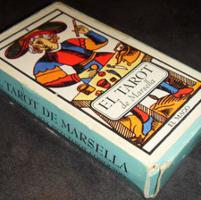 Ancien tarot de Marseille style Paul Marteau dos floral marron espagnol Grimaud