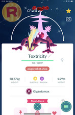 Shiny Toxtricity GMAX Low Key Form LVL50 3MOVES 3MAX Go Reg or 1M FAST TRADE