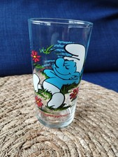 Vintage Verre À Moutarde Maille Schtroumpf Paresseux Peyo 1983