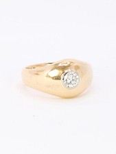 Bague jonc vintage or jaune diamant rond 0,5 carat