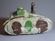 A465 Jouet Ancien Plâtre France Char B1 Bis + Chef Camouflée WWII L 13.3 cm