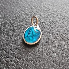 Médaille religieuse vierge Marie émaillée bleu sur aluminium dévotion