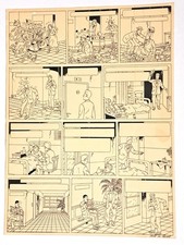 BOB DE MOOR PLANCHE ORIGINALE L'ENIGMATIQUE MONSIEUR BARELLI 1950