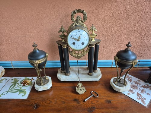 Garniture cheminée pendule - garniture,