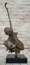 Statue De Guitare Signée Par Dali En Bronze/ Laiton Vintage Sur Socle GI