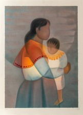 Louis TOFFOLI : Tendresse Maternelle - Lithographie originale signée