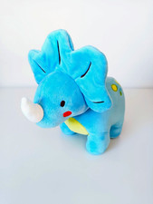 Peluche/Doudou Tricératops Dinosaure Bleu Vert Blanc Corne 30*25cm Sergent Major
