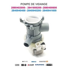 Pompe de vidange d'origine  Lave-linge - 2840940200 - 2880402000 - BEKO GRUNDIG