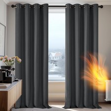 Rideau occultant thermique anti-froid et anti-bruit 135x240 cm-Gris foncé 2pièce