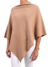 Poncho mixte cachemire femme fabriqué en Italie laine mérinos noir beige blan...