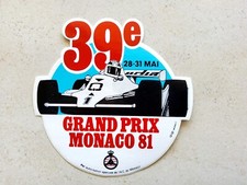 Autocollant publicitaire ancien Grand Prix F1 De Monaco 1981 vintage sticker