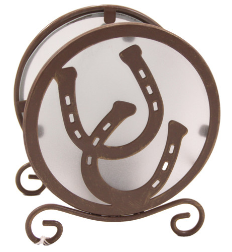 Brown metal glass horseshoes - brown, metal/glass