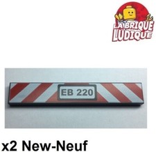 Lego 2x Tile plaque lisse decorated 1x6 immatriculation EB 220 travaux danger