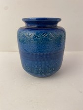 vase de Aldo Londi Rimini pour Bitossi, année 60, en céramique bleue et verte