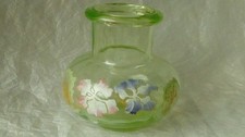 ANCIEN VASE BOULE EN VERRE EMAILLE EMAIL GRAS**