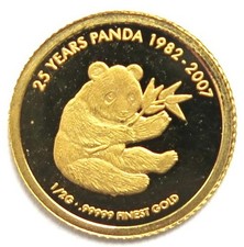 [R3965] 500 Kip Laos 2007, 0,5g 999 Or, 25 Ans Panda