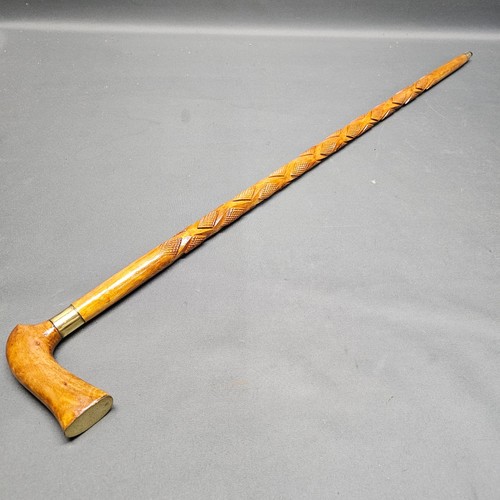 Bâton marche sculpté - bâton,