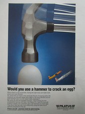 1990-91 PUB PILATUS PC-7 PC-9 SWISS AIR FORCE TRAINER EGG OEUF EI ORIGINAL AD