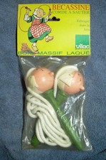 ANCIEN JEU JOUET CORDE A SAUTER BECASSINE VILAC SACHET D'ORIGINE BOIS ET FEUTRIN